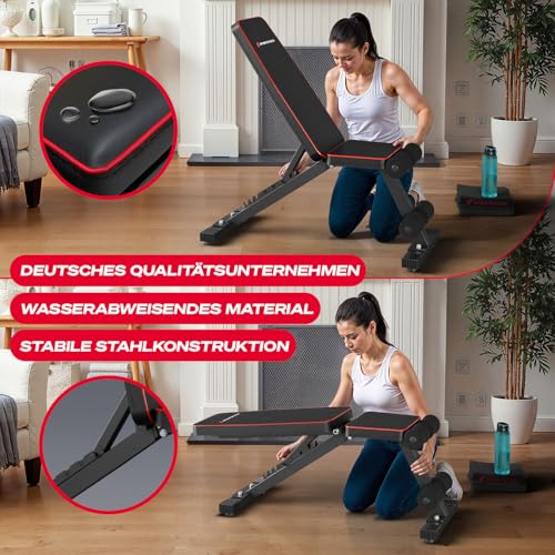 Sportstech BRT250 Hantelbank klappbar & verstellbar – Multifunktionale Fitnessbank für zuhause, 7 in 1 Schrägbank & Trainingsbank für Ganzkörpertraining, kompakt faltbar, bis 300 kg belastbar