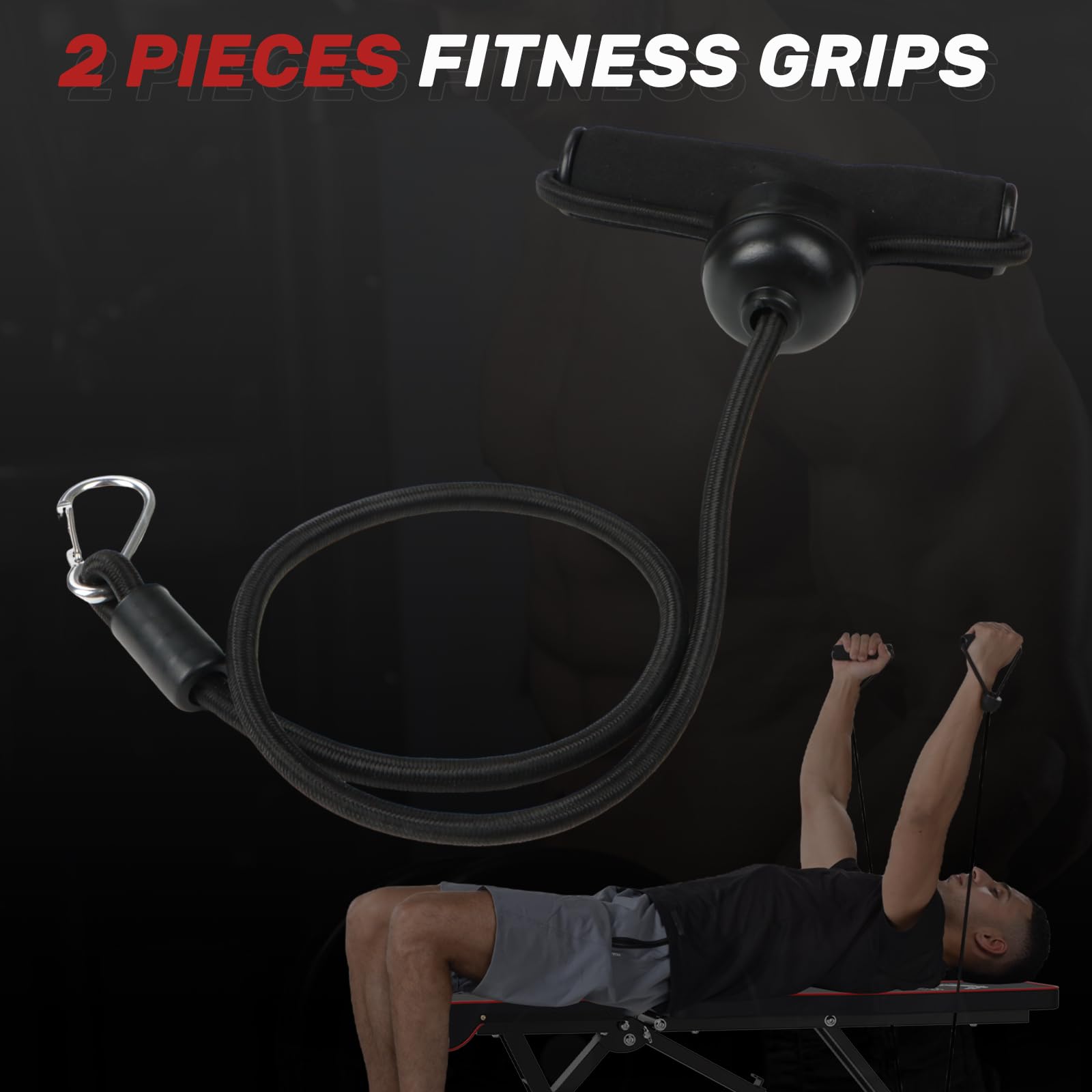 Dskeuzeew Hantelbank klappbare Multifunktion mit Widerstandsband und Aufbewahrungstasche, Trainingsbank Schrägbank mit 7-Fach Verstellbarer Rückenlehne 300kg