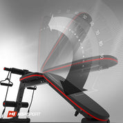 Hop-Sport Hantelbank, Klappbare Trainingsbank mit Beinfixierung, 6-fach Verstellbare Rückenlehne, Inkl. Expanderseile, Fitnessgeräte für Zuhause, 220 kg Max. Belastbarkeit