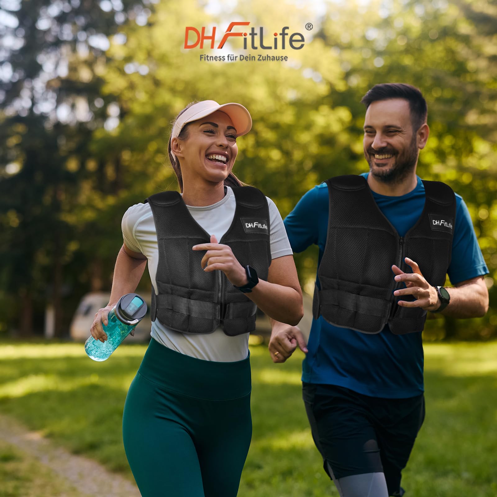 DH FitLife Verstellbare Gewichtsweste 10/20/30KG zum Muskelaufbau u. Krafttraining | Weighted Vest | Laufweste Damen Herren | Fitness Trainingsweste (Schwarz-10kg)