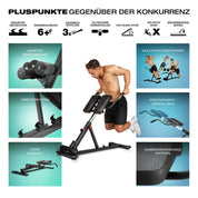 Sportstech 6in1 Bauch- und Rückentrainer für zuhause, Multifunktion Hantelbank verstellbar, training bench press bank, Deutsche Qualitätsmarke, Bauch Beine Po Sit Up bank für Home (BRT150 schwarz)