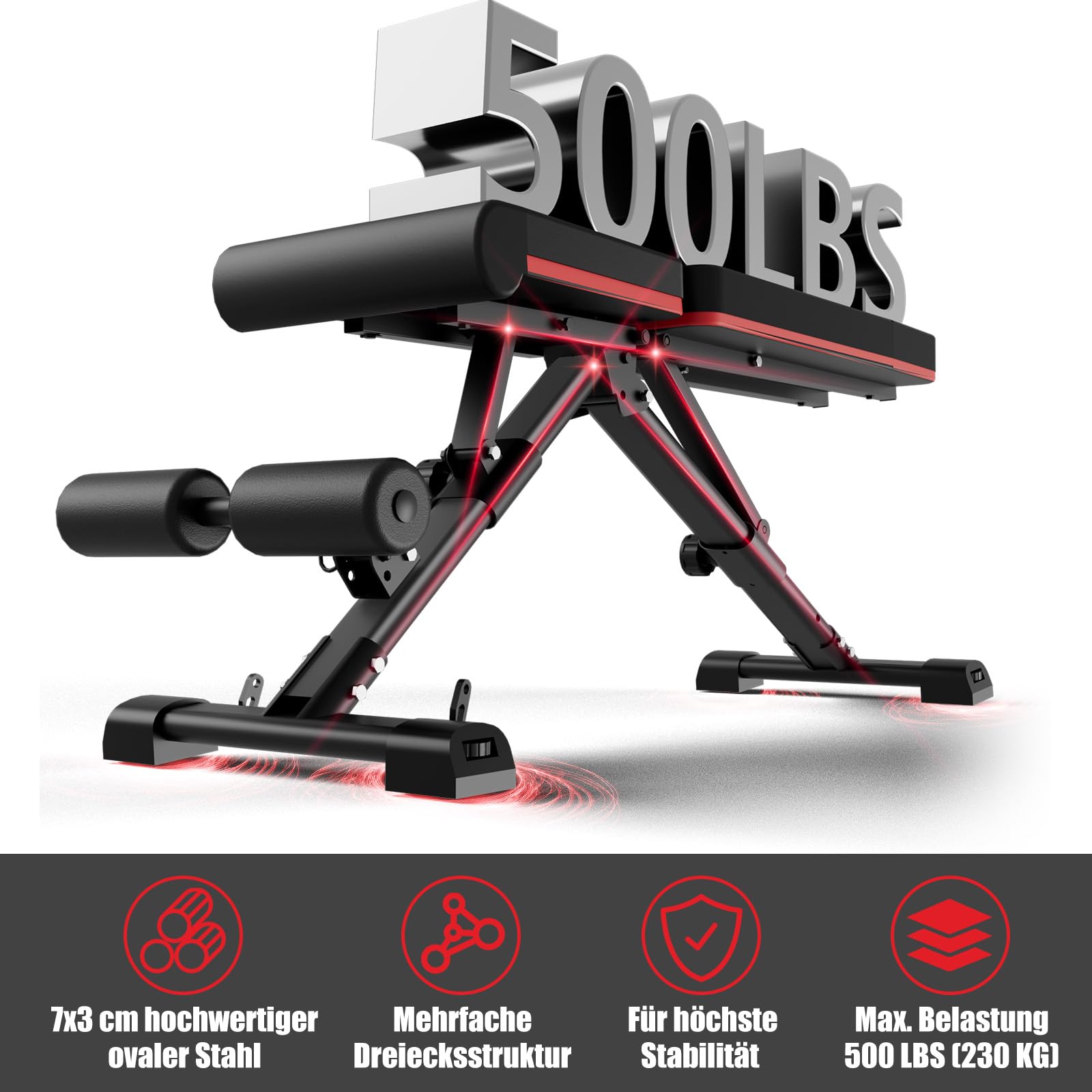 DH FitLife Hantelbank klappbar verstellbar, Schrägbank Flachbank für Bankdrücken Rückentrainer u. Bauchtrainer, Trainingsbank Fitnessbank multifunktional für Fitness Krafttraining, Weight Bench