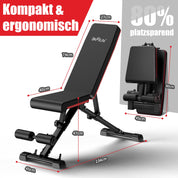 DH FitLife Hantelbank klappbar verstellbar, Schrägbank Flachbank für Bankdrücken Rückentrainer u. Bauchtrainer, Trainingsbank Fitnessbank multifunktional für Fitness Krafttraining, Weight Bench