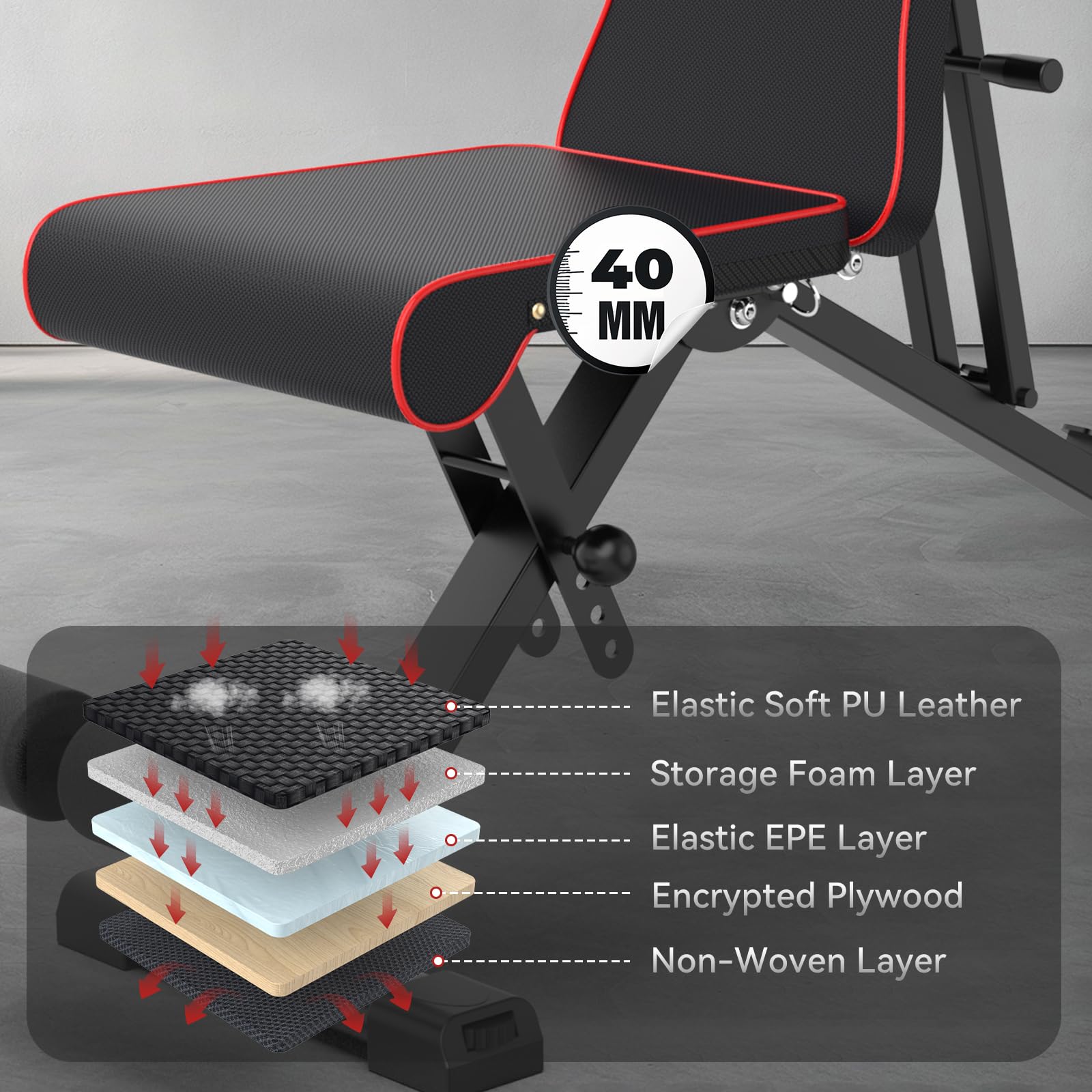 Dskeuzeew Hantelbank klappbare Multifunktion mit Widerstandsband und Aufbewahrungstasche, Trainingsbank Schrägbank mit 7-Fach Verstellbarer Rückenlehne 300kg