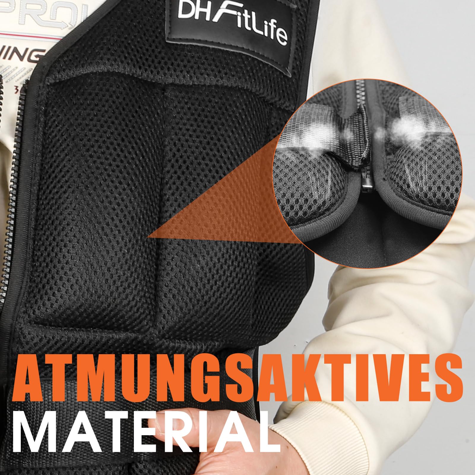 DH FitLife Verstellbare Gewichtsweste 10/20/30KG zum Muskelaufbau u. Krafttraining | Weighted Vest | Laufweste Damen Herren | Fitness Trainingsweste (Schwarz-30kg)