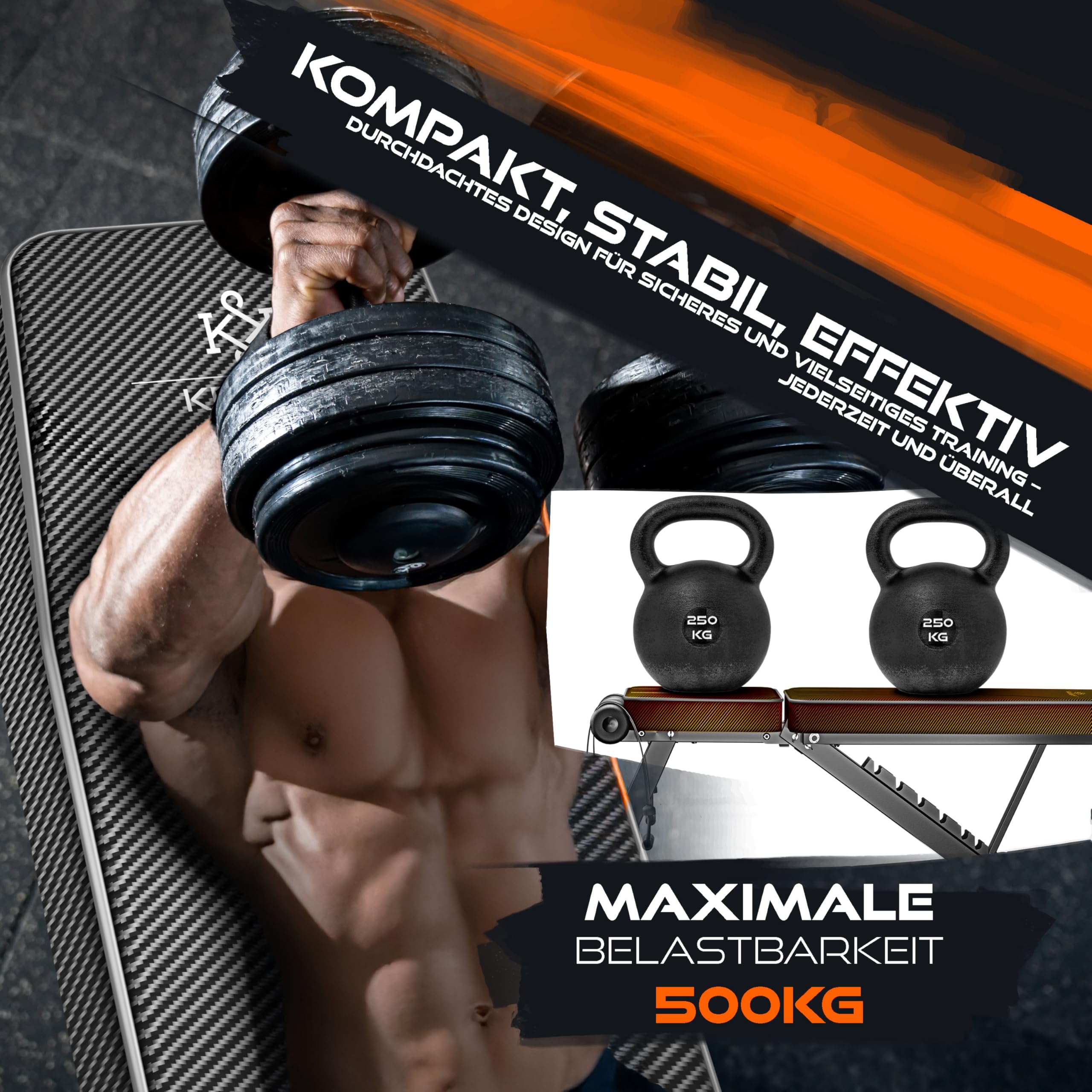 KESSER® Klappbare Hantelbank Multifunktionale Trainingsbank mit Rückenlehne 500kg Belastbarkeit | verstellbare Bank Fitnessgerät zum Bankdrücken | Ganzkörpertraining Schrägbank für Fitness & Training