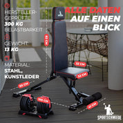 SPORTSCHMIEDE Hantelbank Klappbar Verstellbar, Multifunktions Trainingsbank Schrägbank, Sportgerät für zu Hause, Bench, Fitnessbank - Bankdrücken Krafttraining Muskeltraining Kraftsport - JETZT NEU!